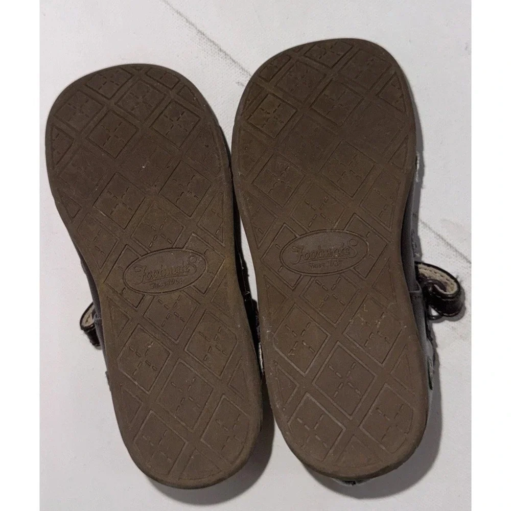 Footmates Brown Leather Mary Jane Metallic Polka Dots Shoes Girl's Size 7 M